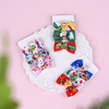 Kids Christmas Bow Hairpin Elk Print Clip Three-Piece Paper Card Set