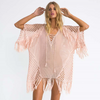 Women Knitted Tassel Beach Sexyv Neck Bikini Swimsuit Cover Up