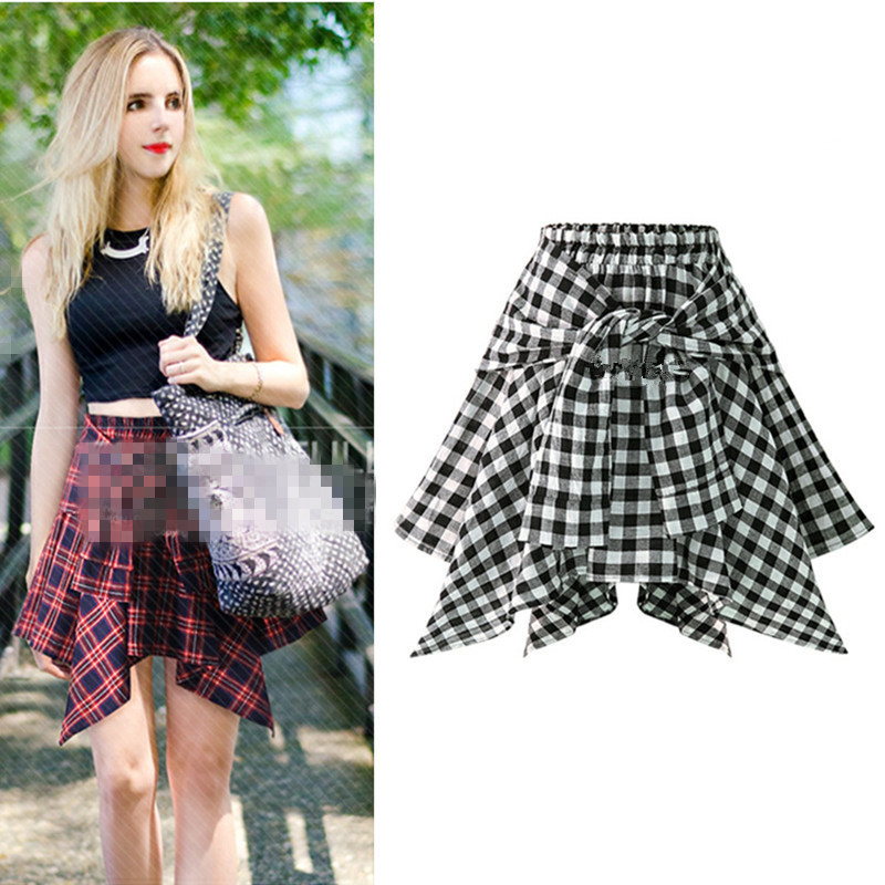 Women'S Fashion Casual Plaid Irregular Skirt