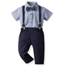 Kids Toddler Boys Spring Autumn Fashion Casual British Style Bow Stripe Shirt Suspender Trousers Party Clothing Set