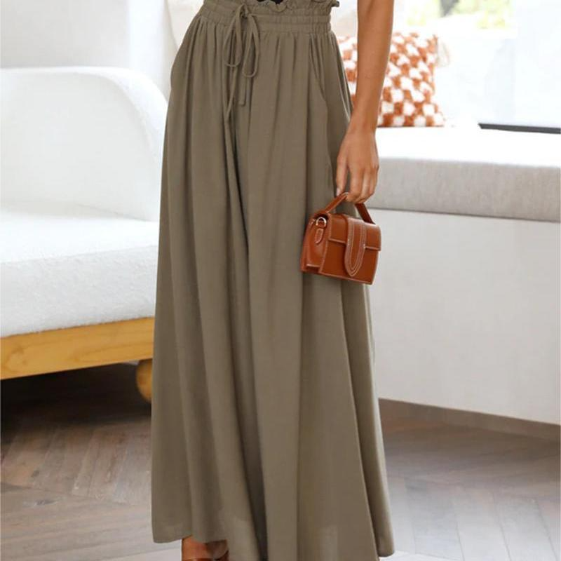 Women'S Loose Casual Solid Color High Waist Wide Leg Vacation Pants