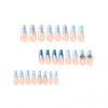 ( Buy 1 Get 2 ) Women Fashion Blue Smudged Rhinestone Crore Heart Long False Nails