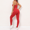 Solid Color Women Sexy Bra Fit Slim Fit Drawstring Waist Sports Pants Fitness Set