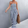 Women Classic Tube Top Print Stripe Jumpsuit