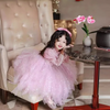 Kids Toddler Girls Sequins Mesh Long Sleeve Party Tutu Princess Dress