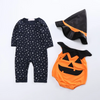 Kids Baby Girls Boys Autumn Winter Fashion Casual Cute Halloween Polka Dot Pumpkin Bat Pattern Romper