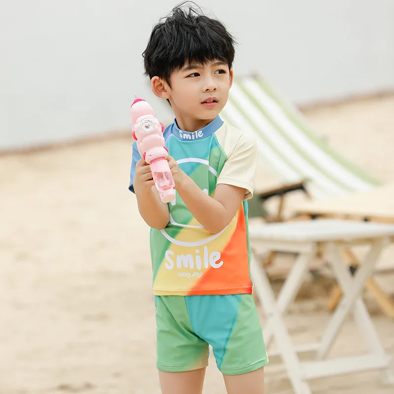 Children Kids Baby Fashion Boys Smiling Face Print Swimsuit