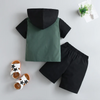 Kids Baby Boys Summer Fashion Casual Color Matching Car Pattern Button Hoodies Short Sleeve Shorts Set