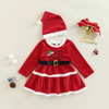 Kids Toddler Girls Fashion Casual Christmas Letter Embroidery Round Neck Long Sleeve Dress