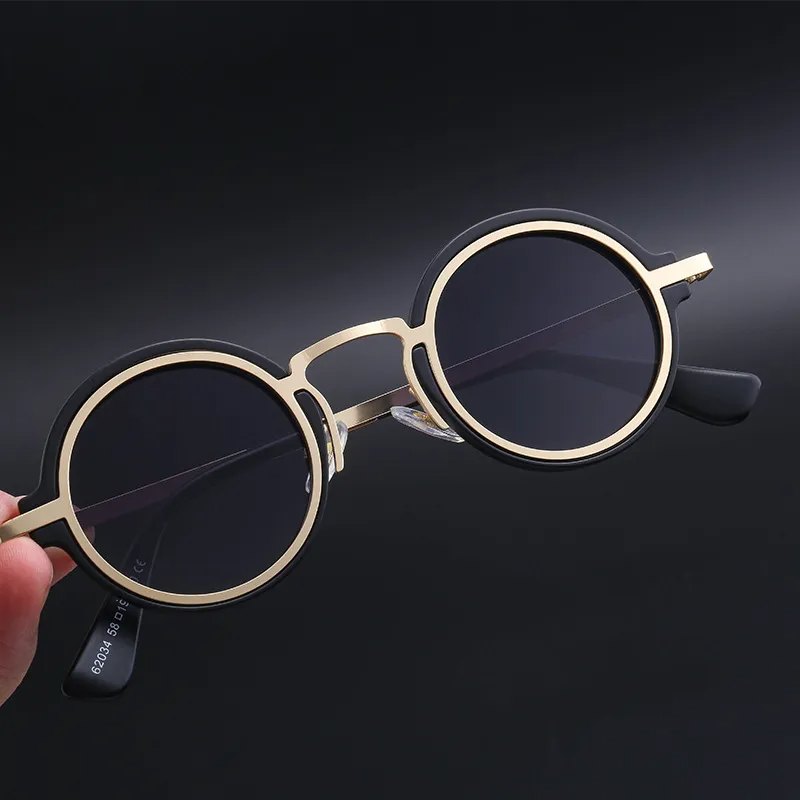 Men Fashion Simple Anti-Ultraviolet Retro Round Frame Sunglasses