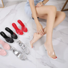 Women Fashion Plus Size Transparent Low Heel Slippers