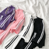 Women Casual Sports Athleisure Striped Short Sleeve T-Shirt And Shorts Student Set