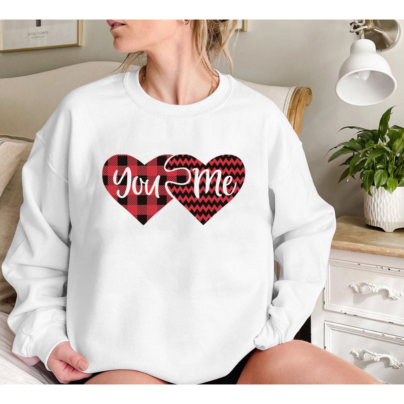 Valentine'S Day Fashion Women'S Casual Long Sleeve Round Neck Love Print Sweatshirt