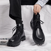 (Buy 1 Get 1) Men Fashion Casual Versatile Round-Toe Low Heel Thick-Soled Lace-Up Combat Boots