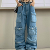 Women'S Light Color Fashion Streetwear Edgy Casual Loose Simple Cargo Jeans