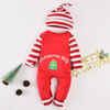 Kids Baby Boys Girls Santa Stripe Long Sleeve Round Neck Romper