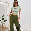 Sexy Slim-Fit Round Neck Women'S Short-Sleeved Graphic Printing Crop Top