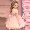 Toddler Girls Casual Cute Party Sequins Mesh Puff Sleeve Round Neck Tutu Princess Dress