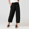 Women'S Fashion Casual Cotton Linen Loose Drawstring Cropped Pants