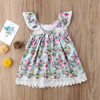 Children Kids Baby Fashion Girls Ruffle Sleeve Flower Print Princess Dress