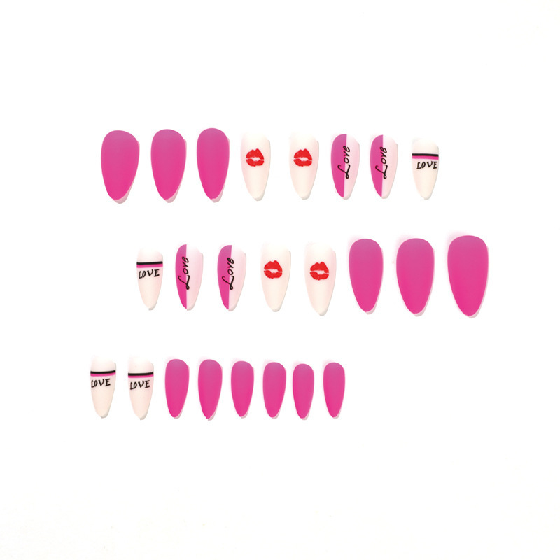 ( Buy 1 Get 2 )Valentine Day Women Fashion Frosted Fluorescent Powder Alphabet Detachable False Nails