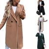 Fashion Winter Thickened Single-Breasted Solid Color Women Slim-Fit Woolen Trench Coat