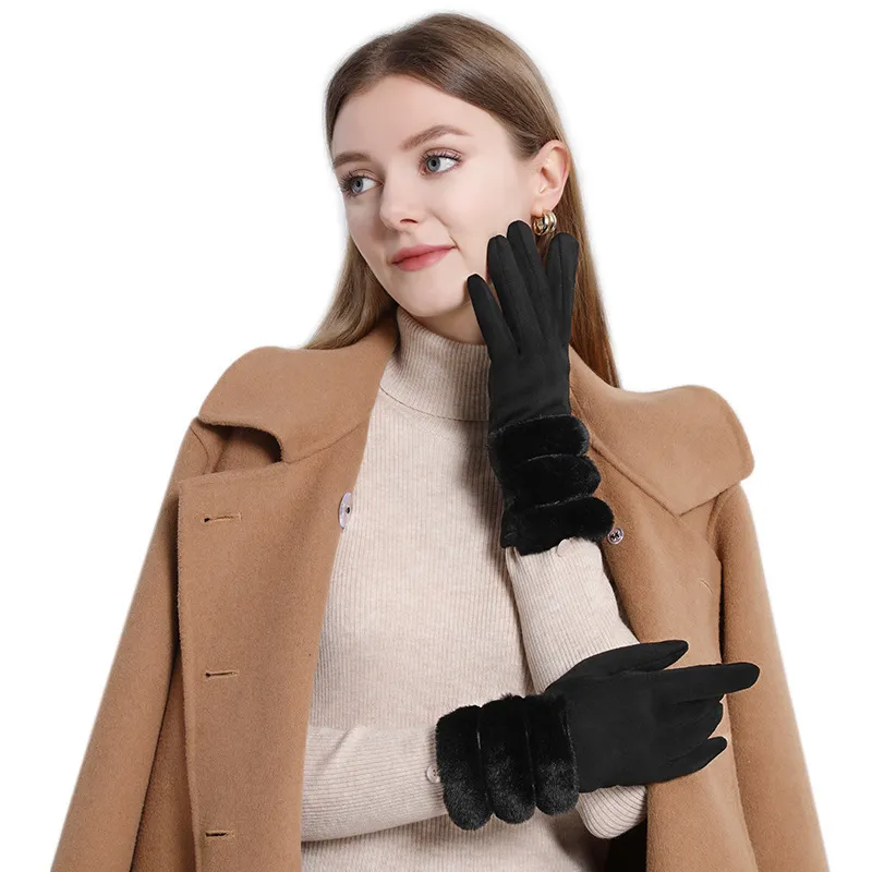 (Buy 1 Get 1) Winter Women Fashion Thickened Warm Suede Gloves