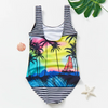 Children Kids Baby Fashion Girls Coconut Tree Print One-Piece Swimsuit