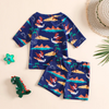 Toddlers Newborn Baby Fashion Boys Cartoon Dinosaur Printed Swimsuit 2pcs Set