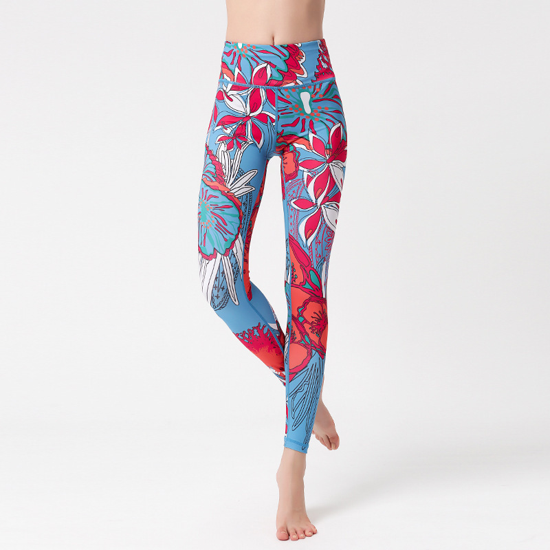 Women Elegant High Waist Floral Printed Yoga Leggings