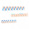 ( Buy 1 Get 2 ) Women Fashion Blue White Stitching Wavy Wearable False Nails