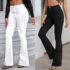 Women Fashion Slim Fit Solid Color High Elastic Flared Jeans