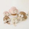 (Buy 1 Get 1) Kids Girls Fashion Casual British Style Bow Straw Woven Sunhat