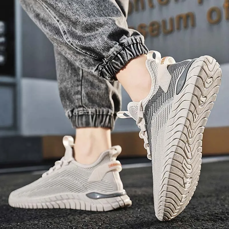 Men Summer Leisure Sports Versatile Mesh Cloth Flat Lace-Up Sneakers