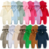 Kids Baby Boys Girls Autumn Winter Casual Cute Solid Color Bear Long Sleeve Hooded Jumpsuit