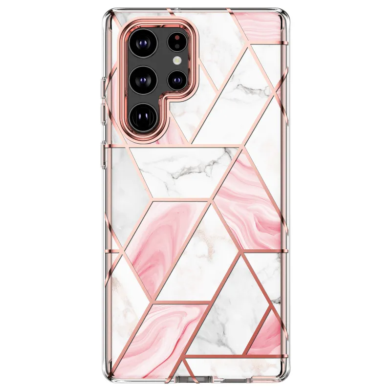 Neutral Fashion Simple Electroplated Pink Marble Samsung Drop-Resistant Phone Case