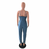 Women Single-Breasted Strap Denim Jumpsuits