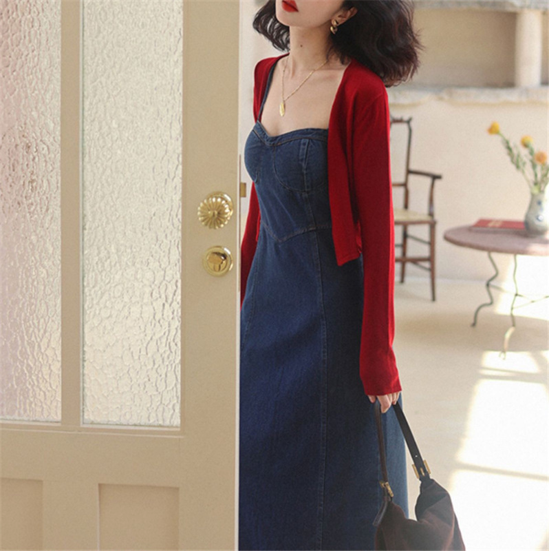 Women'S Fashion Sexy Denim Spaghetti Strap Dress