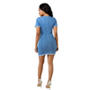 Women Short-Sleeve Super Elastic Raw Hem Ripped Denim Dress