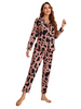 Women Casual Long Sleeve All Over Print Single-Breasted Pajamas Set