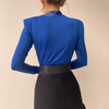 Women Autumn Winter Elegant Wolid Color V Neck Long Sleeve Padded Bodysuit