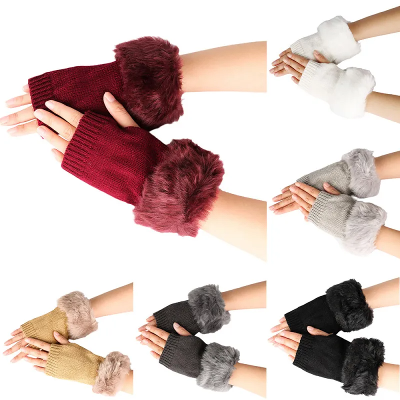 (Buy 1 Get 2) Women Fashion Plush Thickened Warm Knitted Half-Finger Gloves