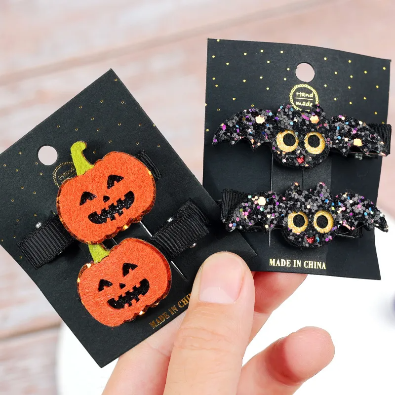 (Buy 1 Get 2) Halloween Children Cartoon Funny Pumpkin Bat Hair Clip