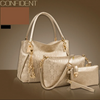 Women Retro Fashion Embossed Shoulder Handbag Three-Piece Set