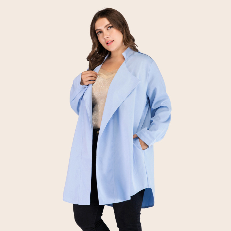 Women Basic Elegannt Lapel Cardigan Thin Temperament Long-Sleeved Solid Color Jacket