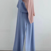 Ramadan /Eid Women Casual Solid Color Long Sleeve Dress Two-Piece Set