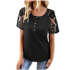 Women'S Fashion Hollow Lace Stitching Short-Sleeved T-Shirt