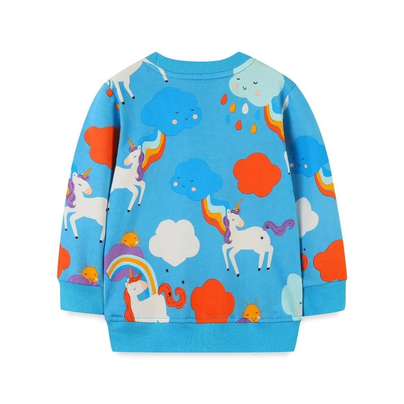 Kids Toddler Girls Boys Autumn Winter Fashion Casual Cute Cartoon Pony Cloud Print Round Neck Sweatshirts