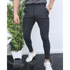 Men Casual Striped Print Mid Waist Skinny Pencil Pants