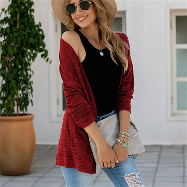 Women Casual Long Sleeve Pocket Knitted Cardigan Coat